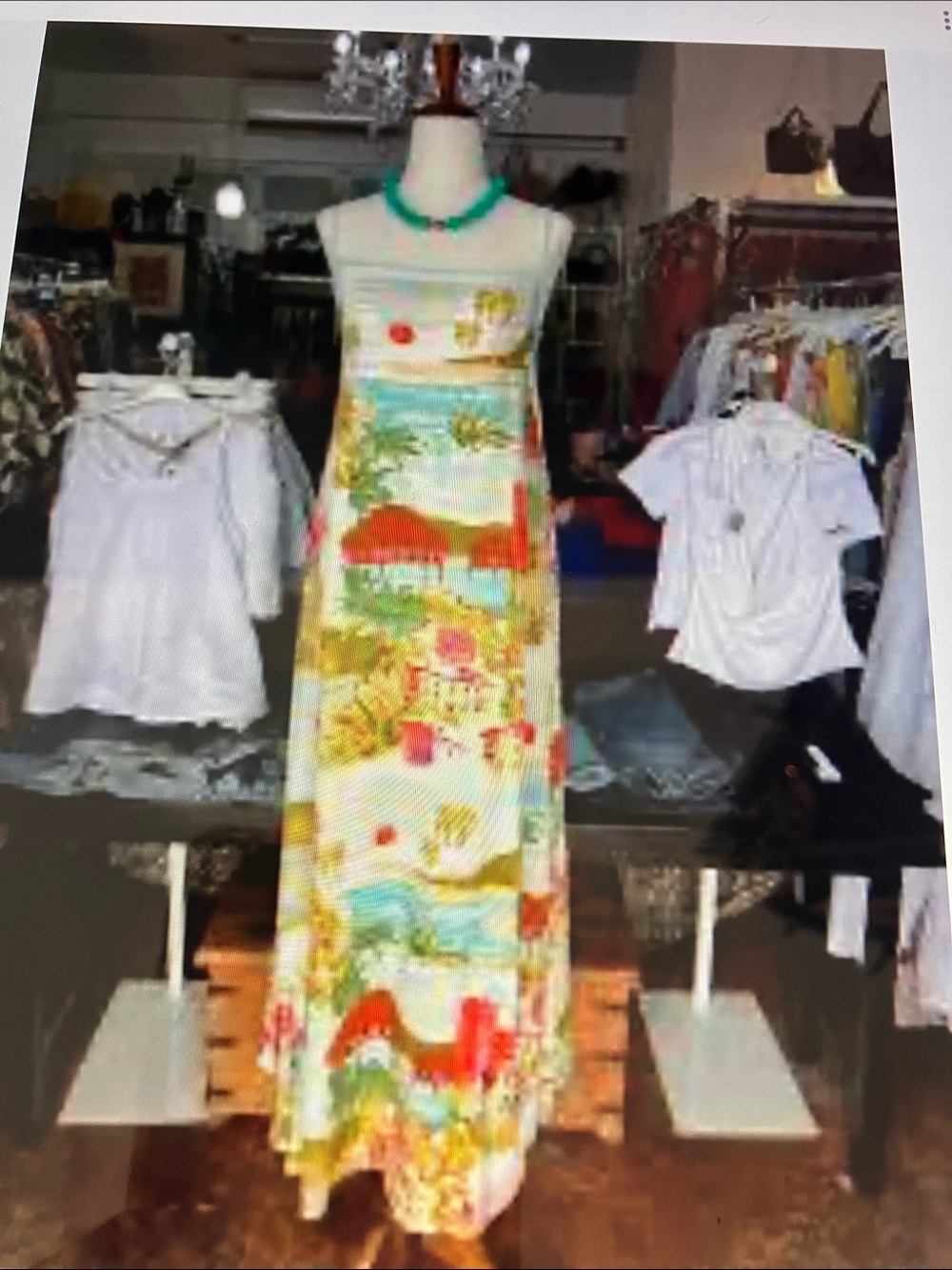 Label of love Sleeveless Scenic Print Maxi Dress in Aqua and Coral